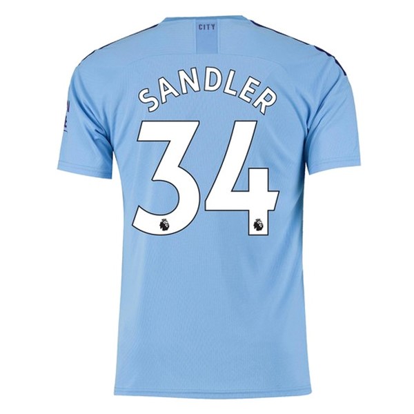 Camiseta Manchester City NO.34 Sandler Primera equipación 2019-2020 Azul